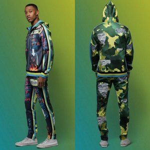 Men’s Fashion Grey Green Yellow Tracksuit